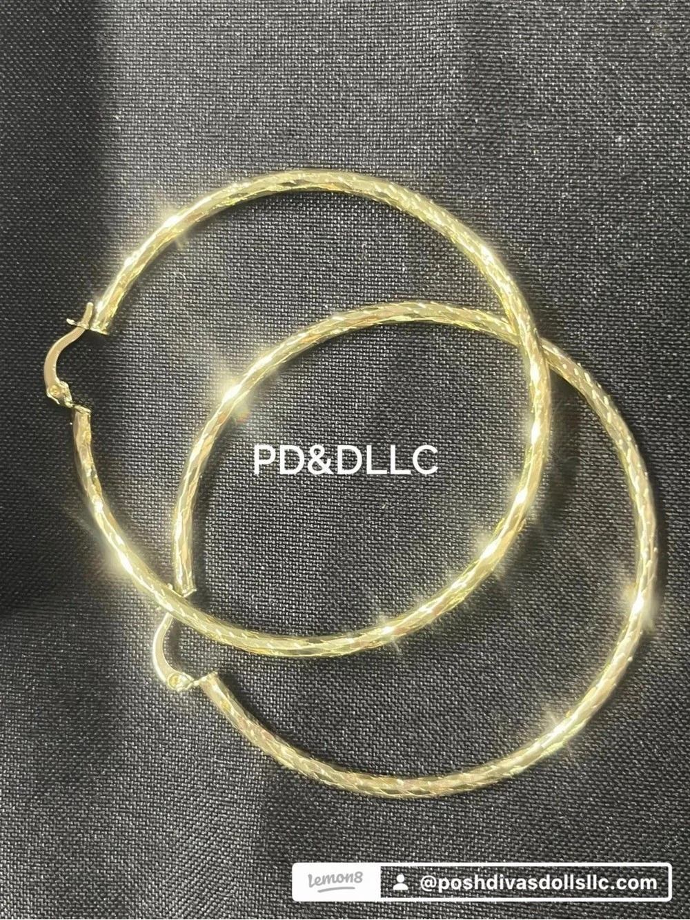 Posh Divas & Dolls 18K Gold filled Diamond cut Large Hoop Earrings 70mm